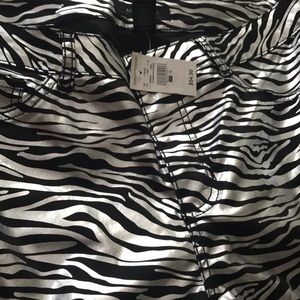 Ashley Stewart Black & Silver Zebra Print Pants
